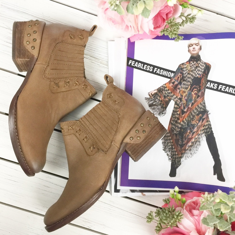 Naughty Monkey Studded Boho Brown Ankle Boots